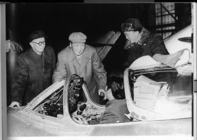 Riveted at the sight of a jet fighter (personal security overlord Luo Ruiqing on right).