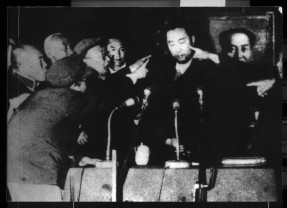 Anyone who spoke up was persecuted.  Tibet's Panchen Lama being denounced in front of a portrait of Mao.
