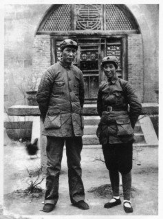 Mao with his third wife, Guiyuan, in Yenan, 1937.  She soon left him and went to Russia. She lived the rest of her life in an out of mental breakdowns.