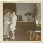 Ei-ling in Taiwan in 1969, with her daughter-in-law Debra Paget, former Hollywood star and leading lady in Elvis Presley’s first film Love Me Tender. Debra is holding her son Gregory Kung, who was the only descendant of the three Soong sisters. 