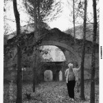 Jon Halliday at the ruins of a churchlike edifice specially built in a remote valley outside Yenan for Party meetings; it was never used, as Mao had a secret residence next door and wanted to keep the place to himself.  